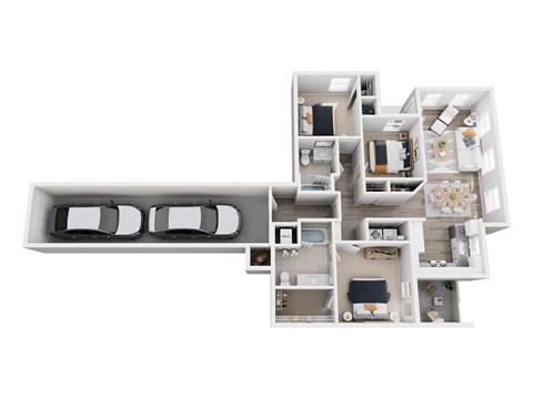 Floor plan for 3 beds, 2 baths, 1205 sqft